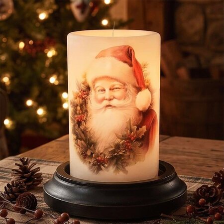 Cheerful Santa Wreath Candle Sleeve - Vanilla