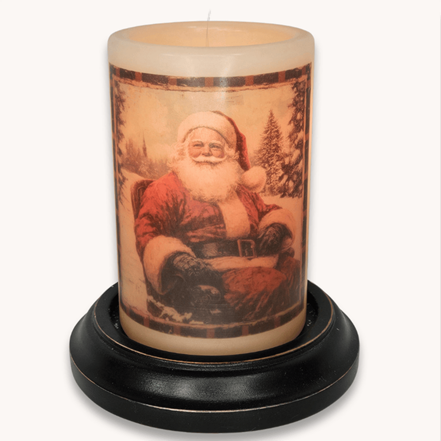 Homespun Santa Candle Sleeve - Antique Vanilla