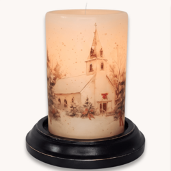 Winter Christmas Chapel Candle Sleeve - Antique Vanilla