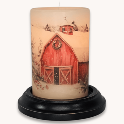 Country Christmas Barn Candle Sleeve - Antique Vanilla