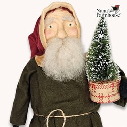 Santa Doll Holding Box with Tree - 13.5"