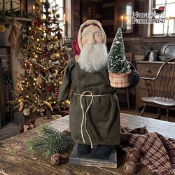 Santa Doll Holding Box with Tree - 13.5"