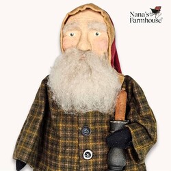 Santa Green Plaid Union Suit Holding Candle - 13.5"