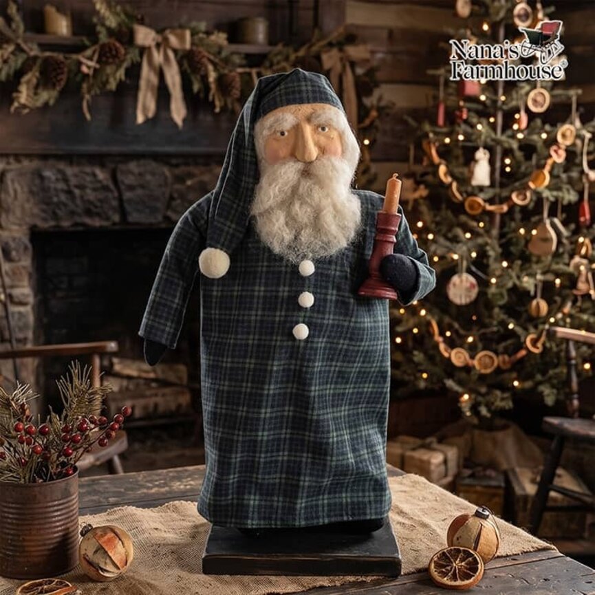 Santa Plaid Night Shirt with Candle - 18"