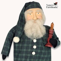 Santa Plaid Night Shirt with Candle - 18"