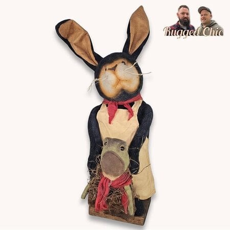 Boy Bunny Black with Tan Face Holding a Frog