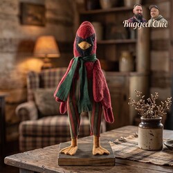 Cardinal Doll in Red & Green Striped Pants - 20"