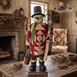 Snowman Doll in Quilted Robe with Lantern - 27"
