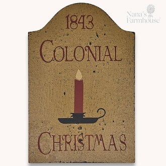 Colonial Christmas Tavern Shelf Sitter Sign - Mustard