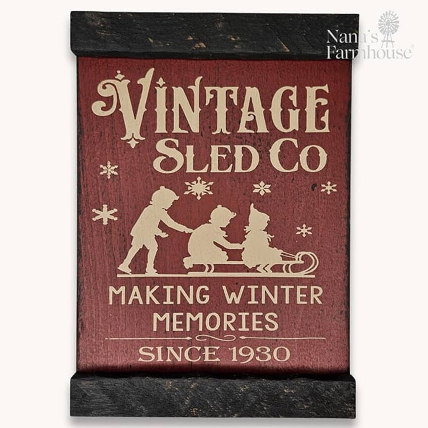 Vintage Sled Co. Shelf Sitter Sign - 10"