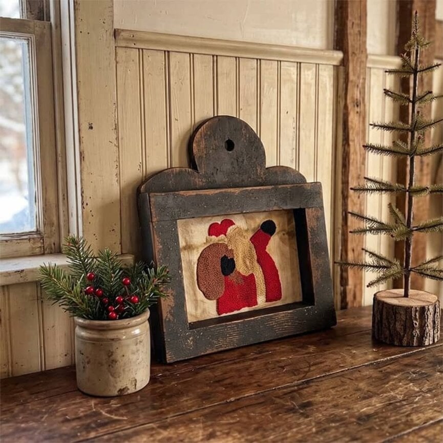 Jolly Santa Framed Needle Punch Sampler - 10"