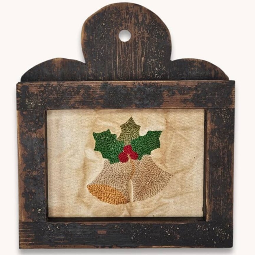 Bells with Holly Leaves Needle Punch Sampler - 10"