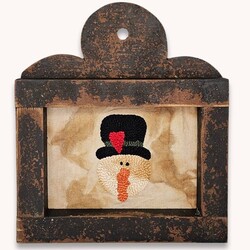 Snowman Head Framed Needle Punch Sampler - 10"