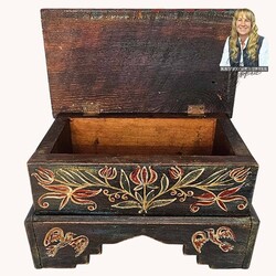 Tauton Mini Floral & Birds Chest Black - 10"