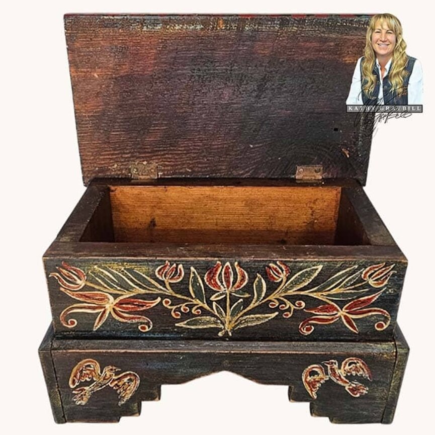 Tauton Mini Floral & Birds Chest Black - 10"