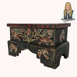 Tauton Mini Floral & Birds Chest Black - 10"