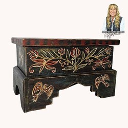Tauton Mini Floral & Birds Chest Black - 10"