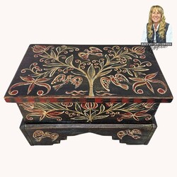 Tauton Mini Floral & Birds Chest Black - 10"