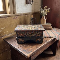 Tauton Mini Floral & Birds Chest Black - 10"