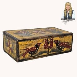 Birds & Tulips Mustard  Box - 10" L