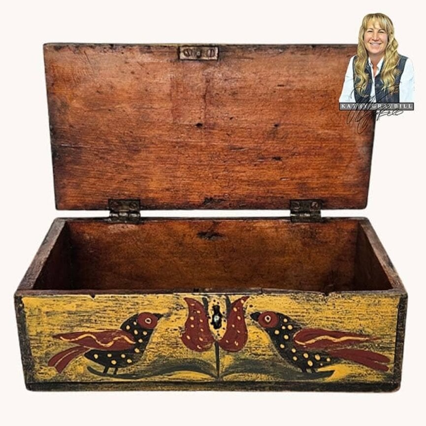 Birds & Tulips Mustard  Box - 10" L