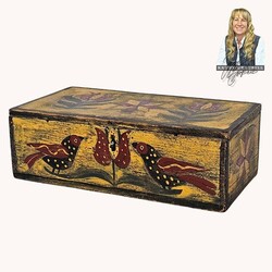 Birds & Tulips Mustard  Box - 10" L