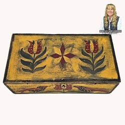 Birds & Tulips Mustard  Box - 10" L