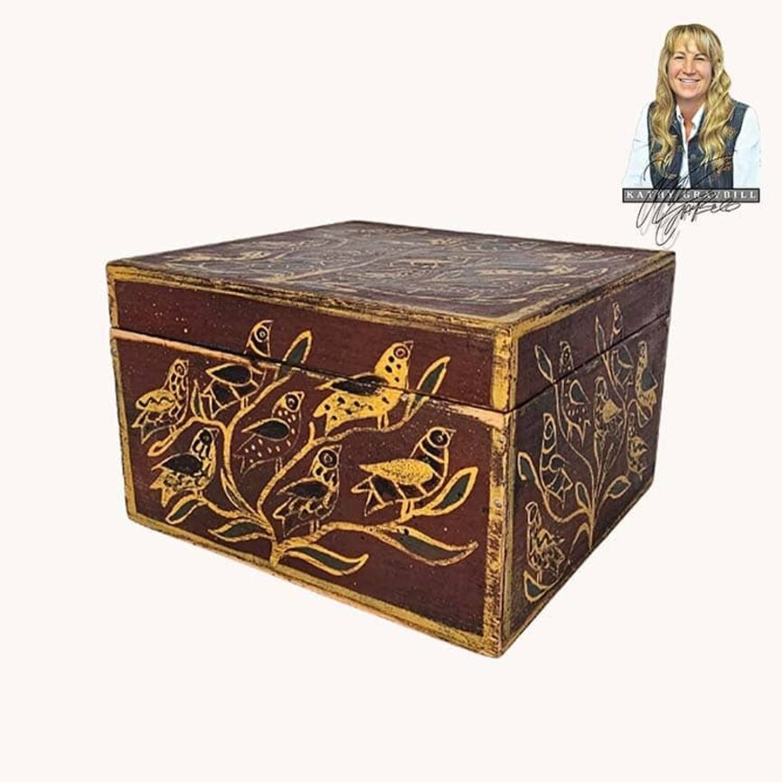 Redware Box Tree with Birds - 9.5"