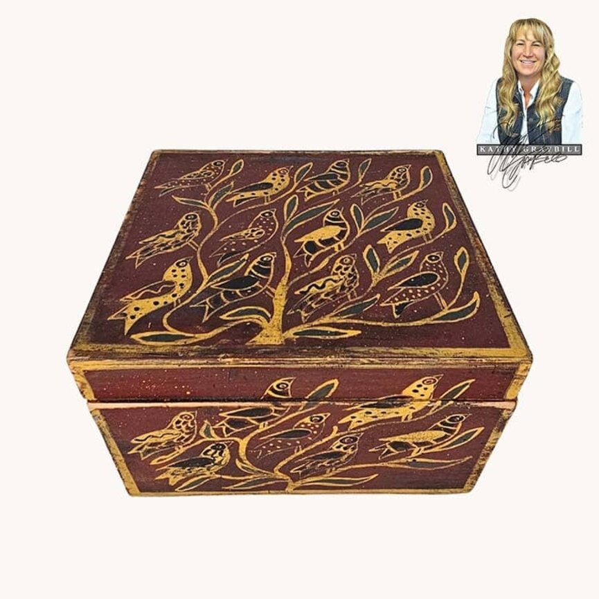 Redware Box Tree with Birds - 9.5"