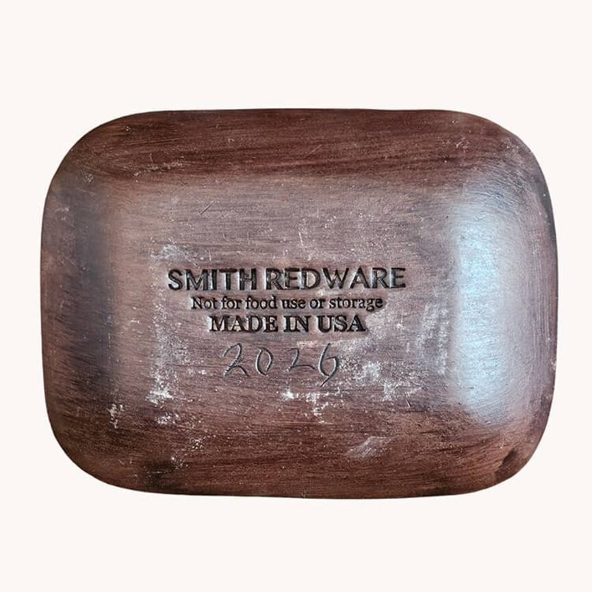 Smith Redware Ho Ho Ho Snowman Rectangle Plate - 4 "