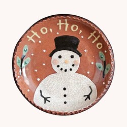 Smith Redware Ho Ho Ho Snowman Round Plate - 6.5"