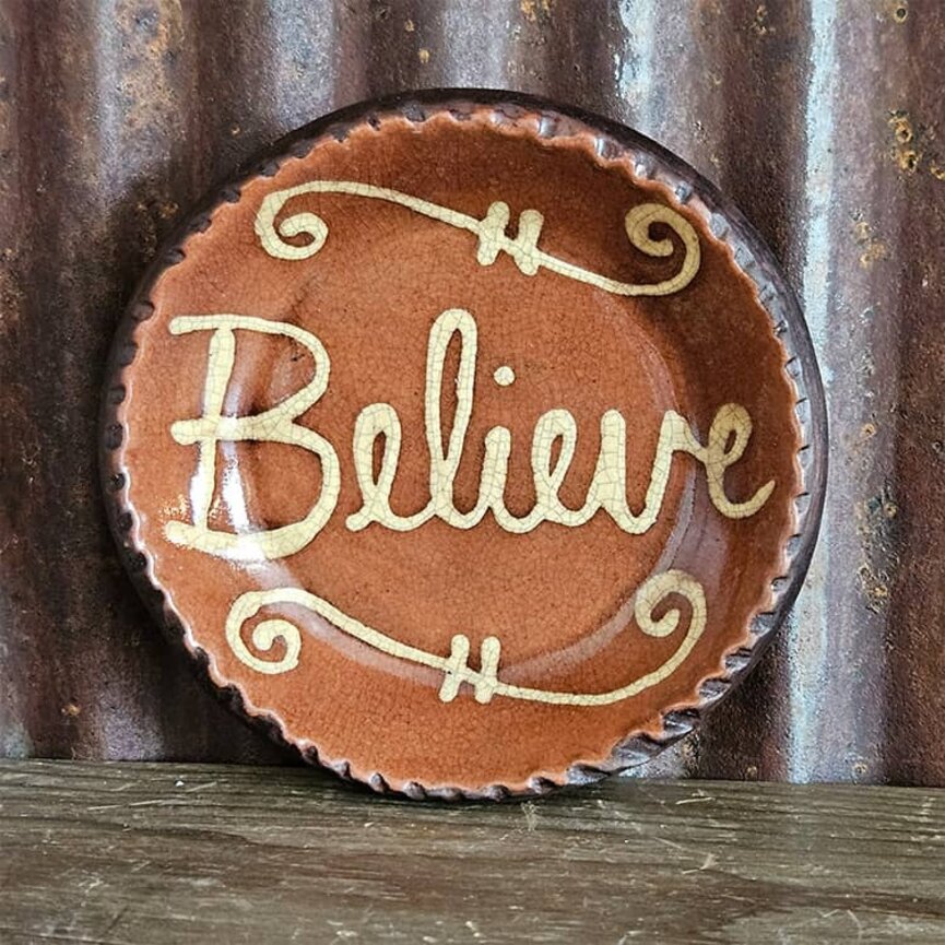 Smith Redware Believe Round Plate - 5"
