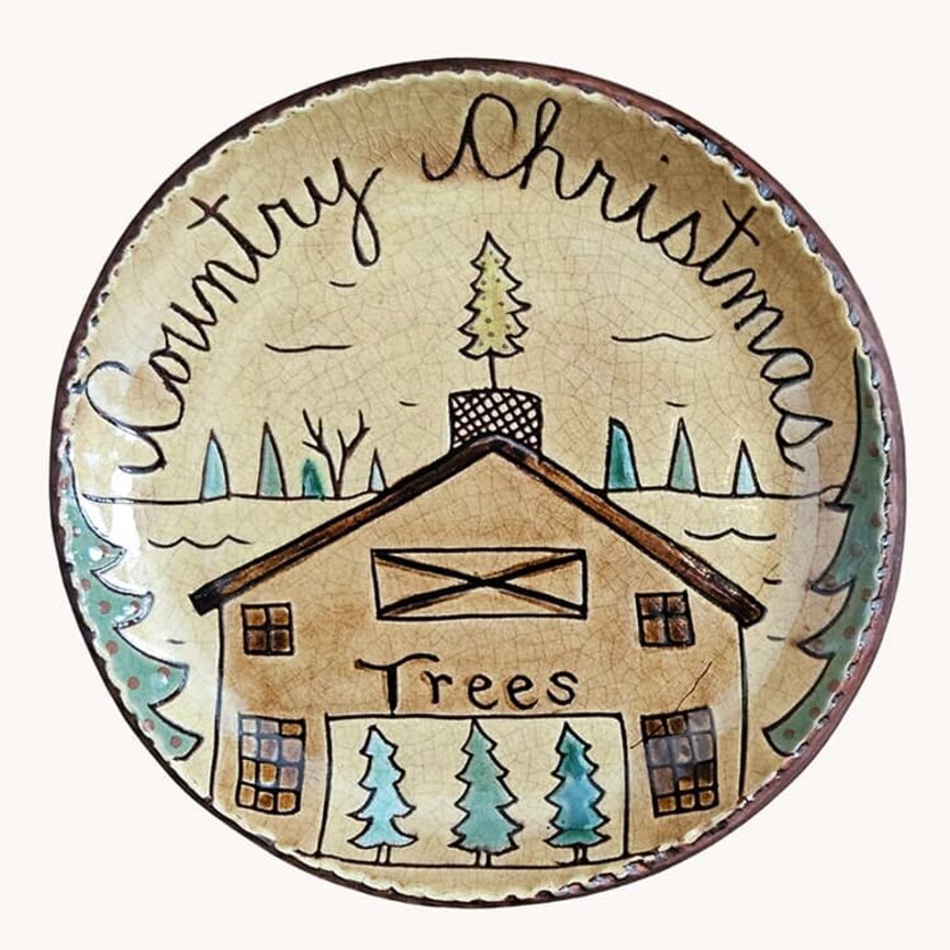 Smith Redware Country Christmas Round Plate - 7.5"