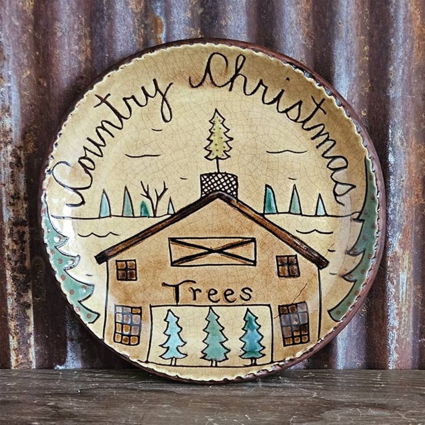 Smith Redware Country Christmas Round Plate - 7.5"