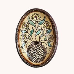Smith Redware Five Flowers In Vase Oval Plate - 6.5 "