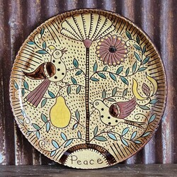 Smith Redware Partridge In A Pear Tree Round Plate - 10.5"