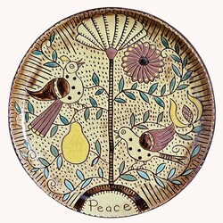 Smith Redware Partridge In A Pear Tree Round Plate - 10.5"