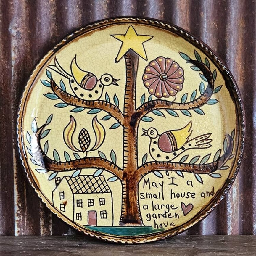 Smith Redware House Star Tree Round Plate - 10.5"