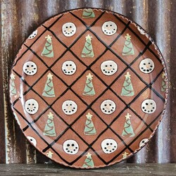 Smith Redware Snowman Face & Tree with Star Round Plate - 9"
