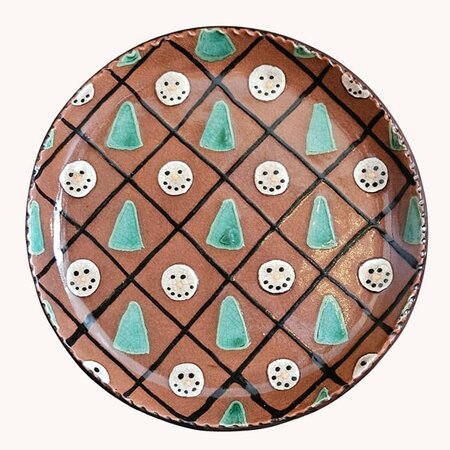 Snowman Face & Pine Tree Round Plate - 9"