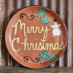Smith Redware Merry Christmas Round Plate - 9"