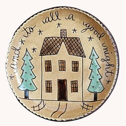 Smith Redware And To All A Good Night Round Plate - 7.5"