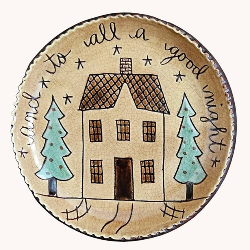 Smith Redware And To All A Good Night Round Plate - 7.5"
