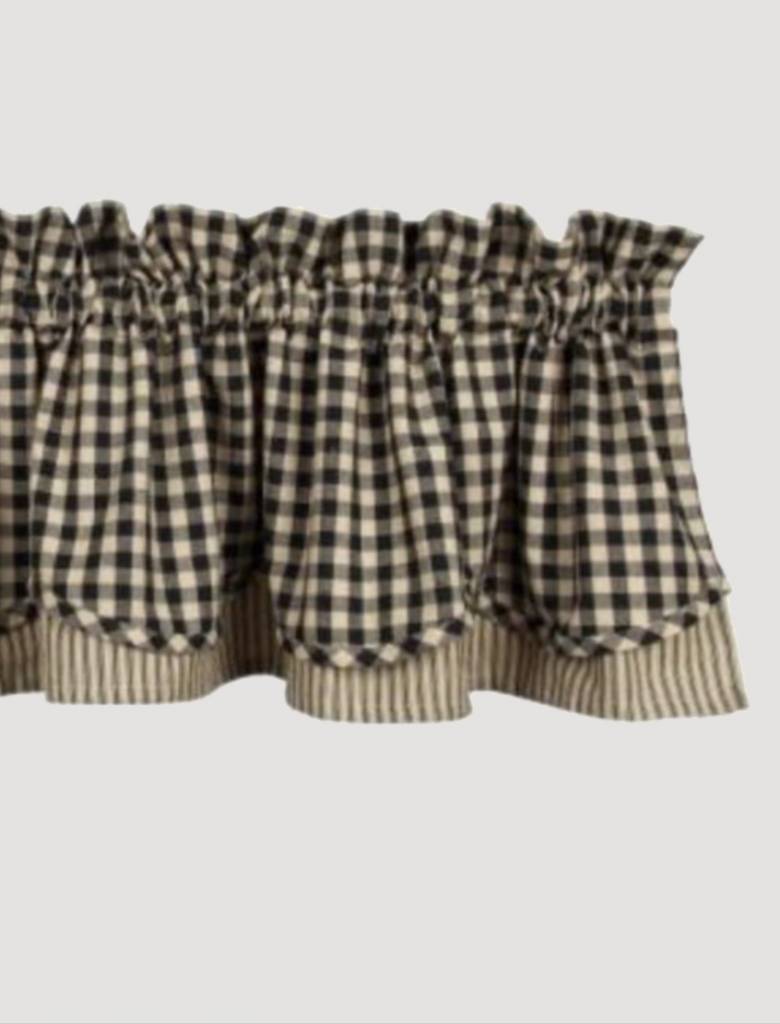 Heritage House Check Black Fairfield Valance Farmhouse Curtains