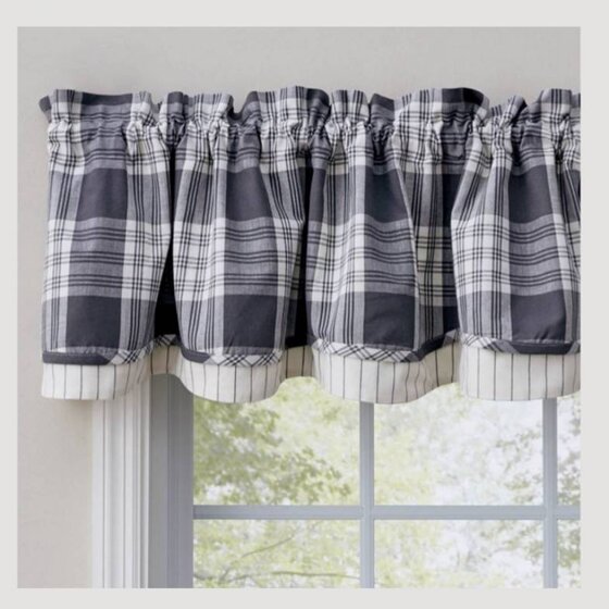 Dylan Slate Lined Layered Valance