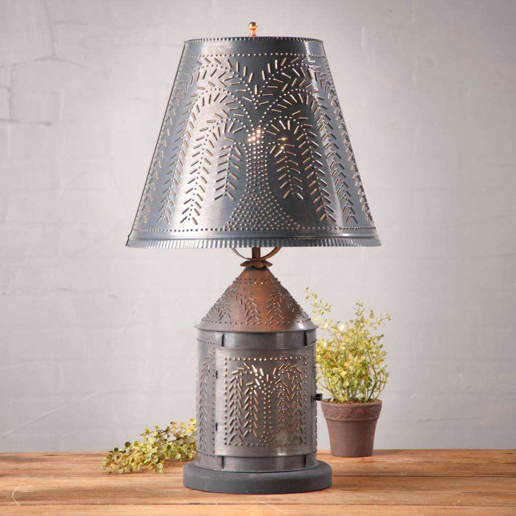 Cedar Lamp With Punched-Tin Shade 