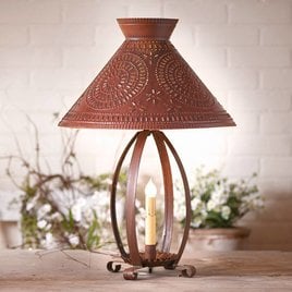 Irvin's Tinware Betsy Ross Lamp with Chisel Shade in Rustic Tin