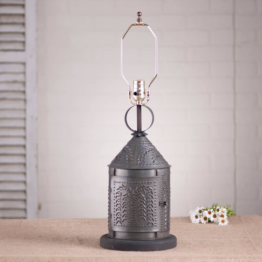 Irvin's Tinware Fireside Lamp Base with Willow in Kettle Black