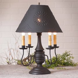 Irvin's Tinware Jamestown Lamp with Textured Black Shade