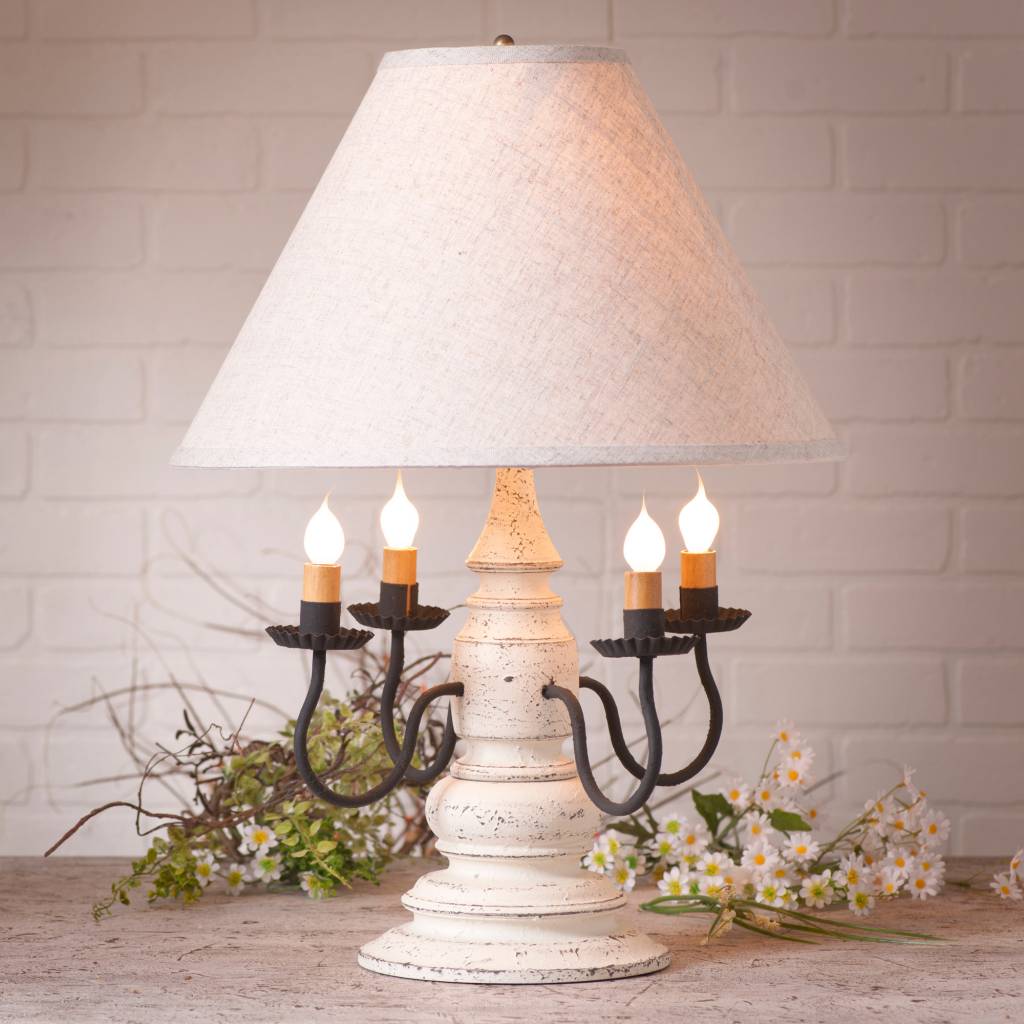 Irvin's Tinware Harrison Lamp with Ivory Linen Shade